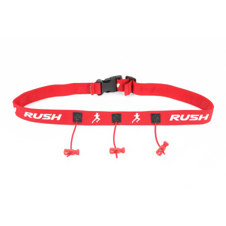 Ceinture porte dossard RUSH Basic Race belt Red avec 3 points | Les4Nages