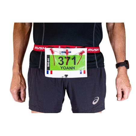 Ceinture porte dossard RUSH Basic Race belt Red avec 3 points | Les4Nages