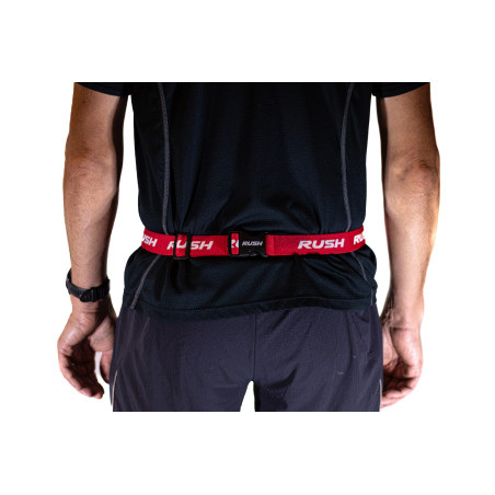 Ceinture porte dossard RUSH Basic Race belt Red avec 3 points | Les4Nages