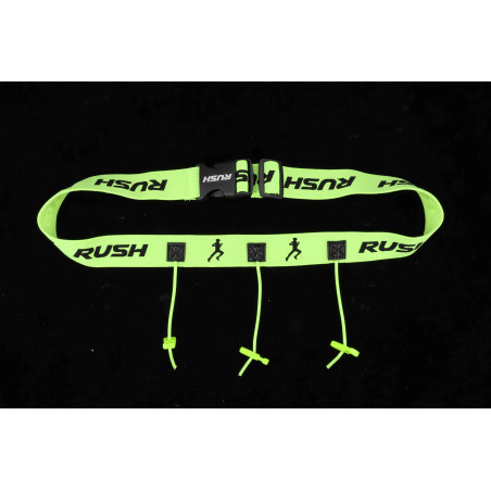 Ceinture porte dossard RUSH Basic Race belt Jaune avec 3 points | Les4Nages