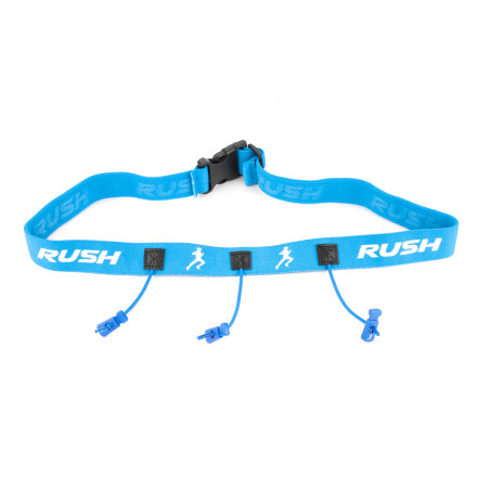 Ceinture porte dossard RUSH Basic Race belt Blue avec 3 points | Les4Nages