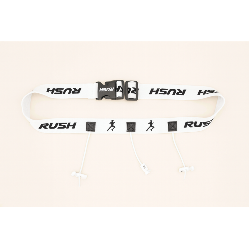 Ceinture porte dossard RUSH Basic Race belt Blanc avec 3 points | Les4Nages