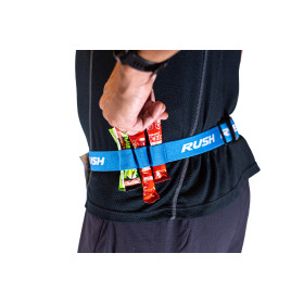 Ceinture porte dossard RUSH Energy Race belt Blue avec 3 points de fixation et 6 porte gels