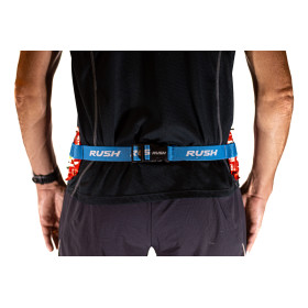 Ceinture porte dossard RUSH Energy Race belt Blue avec 3 points de fixation et 6 porte gels