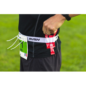 Ceinture porte dossard RUSH Energy Race belt Blanc avec 3 points de fixation et 6 porte gels