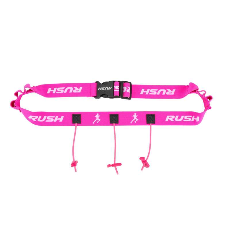 Ceinture porte dossard RUSH Energy Race belt Pink avec 3 points de fixation et 6 porte gels | Les4Nages