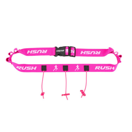 Ceinture porte dossard RUSH Energy Race belt Pink avec 3 points de fixation et 6 porte gels | Les4Nages