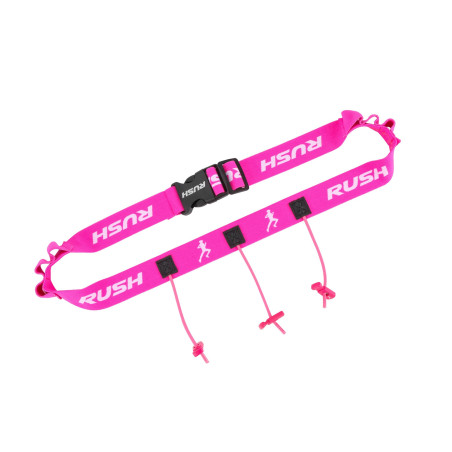 Ceinture porte dossard RUSH Energy Race belt Pink avec 3 points de fixation et 6 porte gels | Les4Nages