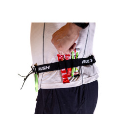 Ceinture porte dossard RUSH Energy Race belt Black avec 3 points de fixation et 6 porte gels