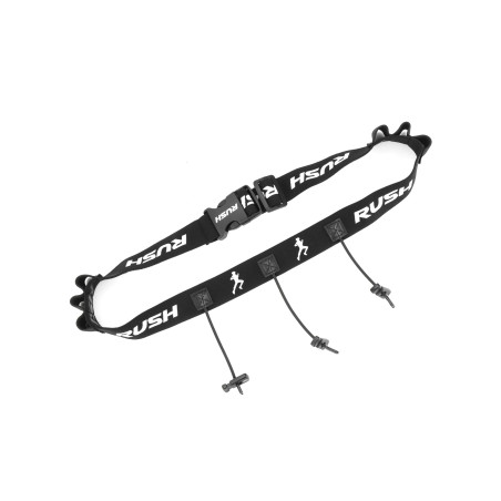 Ceinture porte dossard RUSH Energy Race belt Black avec 3 points de fixation et 6 porte gels | Les4Nages