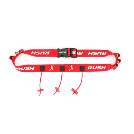 Ceinture porte dossard RUSH Energy Race belt Red avec 3 points de fixation et 6 porte gels | Les4Nages Ceinture porte dossard RUSH Energy Race belt Red avec 3 points de fixation et 6 porte gels | Les4Nages