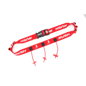 Ceinture porte dossard RUSH Energy Race belt Red avec 3 points de fixation et 6 porte gels