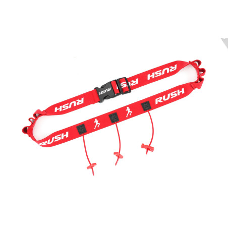 Ceinture porte dossard RUSH Energy Race belt Red avec 3 points de fixation et 6 porte gels | Les4Nages Ceinture porte dossard RUSH Energy Race belt Red avec 3 points de fixation et 6 porte gels | Les4Nages