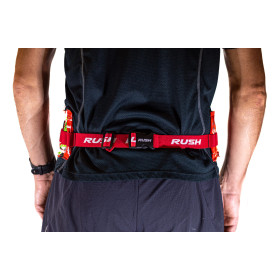 Ceinture porte dossard RUSH Energy Race belt Red avec 3 points de fixation et 6 porte gels