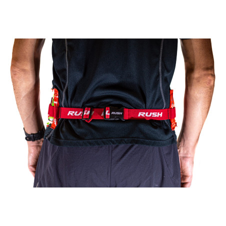 Ceinture porte dossard RUSH Energy Race belt Red avec 3 points de fixation et 6 porte gels | Les4Nages Ceinture porte dossard RUSH Energy Race belt Red avec 3 points de fixation et 6 porte gels | Les4Nages