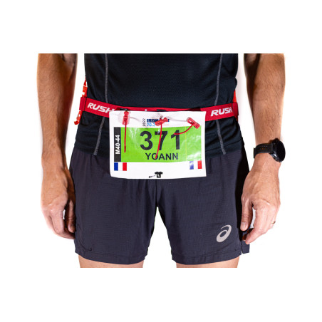 Ceinture porte dossard RUSH Energy Race belt Red avec 3 points de fixation et 6 porte gels | Les4Nages Ceinture porte dossard RUSH Energy Race belt Red avec 3 points de fixation et 6 porte gels | Les4Nages
