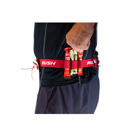 Ceinture porte dossard RUSH Energy Race belt Red avec 3 points de fixation et 6 porte gels