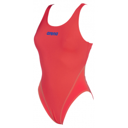 Arena SOLID Swim Tech High - Fluo Red - Maillot Natation Femme 1 pièce