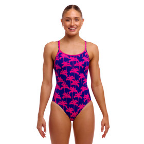 Maillot Menstruel Natation Funkita Pinky Palms - Diamond Secure - Maillot femme 1 pièce