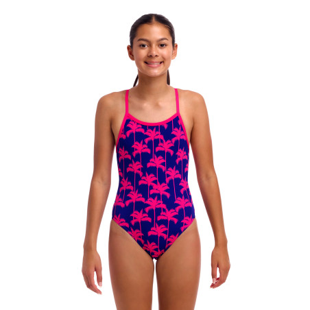 Funkita Pinky Palms - Single Strap - Maillot fille 1 pièce | Les4Nages