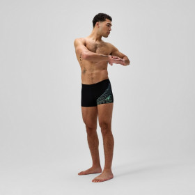 SPEEDO ECO MEDLEY LOGO Aquashort Black Green - Boxer homme natation
