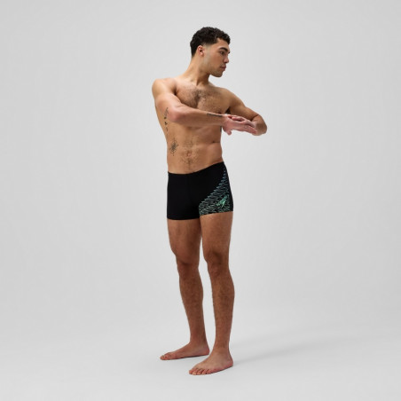 SPEEDO ECO MEDLEY LOGO Aquashort Black Green - Boxer homme natation | Les4Nages