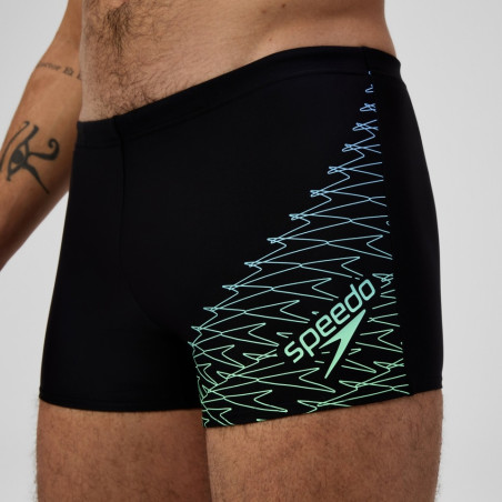 SPEEDO ECO MEDLEY LOGO Aquashort Black Green - Boxer homme natation | Les4Nages
