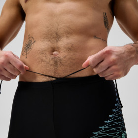 SPEEDO ECO MEDLEY LOGO Aquashort Black Green - Boxer homme natation