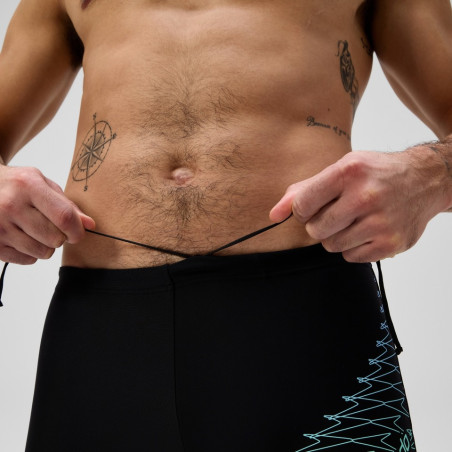 SPEEDO ECO MEDLEY LOGO Aquashort Black Green - Boxer homme natation | Les4Nages