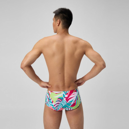 SPEEDO ECO+ ML PRINT 13.5CM BRIEF GREEN PINK - Maillot Natation | Les4Nages