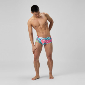 SPEEDO ECO+ ML PRINT 13.5CM BRIEF GREEN PINK - Maillot Natation