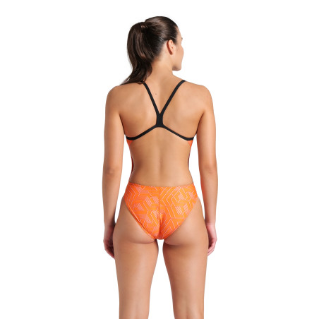 Arena ESCAPE Challenge Black Team Black Orange - Maillot Natation Femme 1 piece | Les4Nages