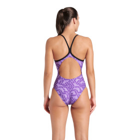 Arena ESCAPE Lightdrop Black Team Black Purple - Maillot Natation Femme 1 piece