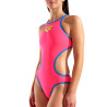 ARENA One Biglogo - SHOCKING PINK BLUE RIVER - Maillot Natation Femme 1 piece