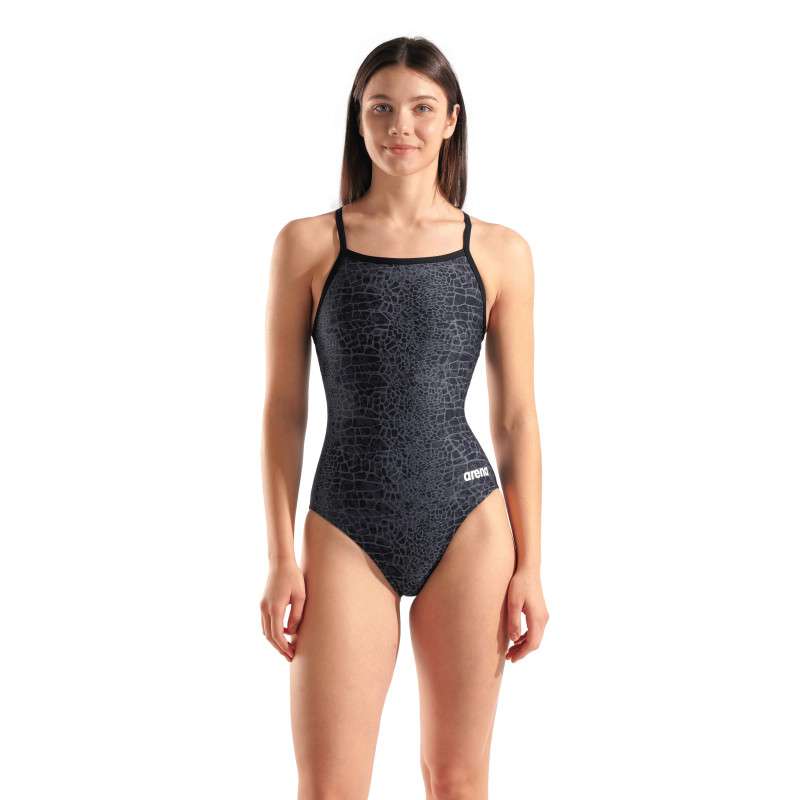 ARENA SNAKESKIN Swimsuit Lightdrop Back Black Team Black - Maillot Natation Femme 1 piece | Les4Nages