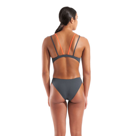 Arena Swimsuit TECH Multi SOLID Asphalt Bright Coral - Maillot Natation Femme | Les4Nages