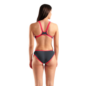 ARENA One Biglogo - Asphalt Fluo red - Maillot Natation Femme 1 piece