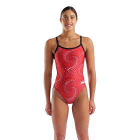 ARENA FIREFLOW Swimsuit Challenge Back Black team Red - Maillot Natation Femme 1 piece