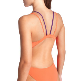 Arena Swimsuit TECH Multi SOLID Bright Coral Plum - Maillot Natation Femme 