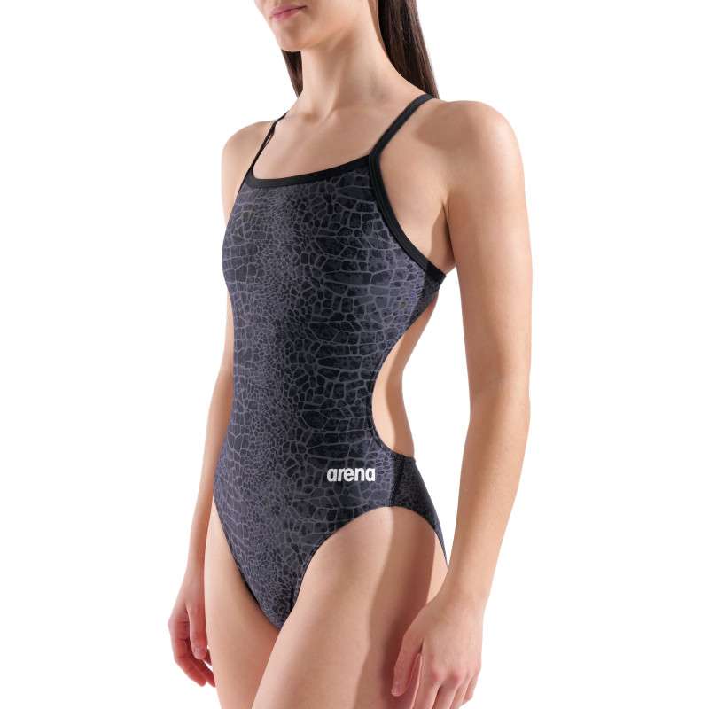 ARENA SNAKESKIN Swimsuit Challenge Back Black Team Black- Maillot Natation Femme 1 piece | Les4Nages