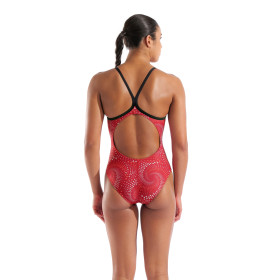 ARENA FIREFLOW Swimsuit Light Drop Back Black team Red - Maillot Natation Femme 1 piece