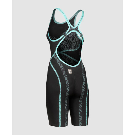 ARENA PRIMO Powerskin Openback (Dos ouvert) Black Teal - Combinaison Natation Femme - VP Arena Janvier 2026 | Les4Nages