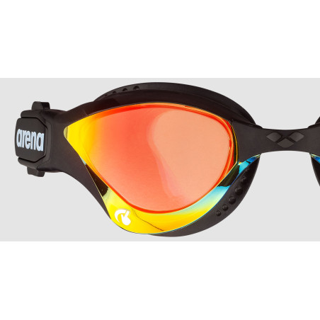 ARENA Cobra TRI SWIPE Mirror - Yellow Copper Black - Lunettes Triathlon et Eau Libre Noir et Jaune - VP Arena Janvier 2026 | Les4Nages