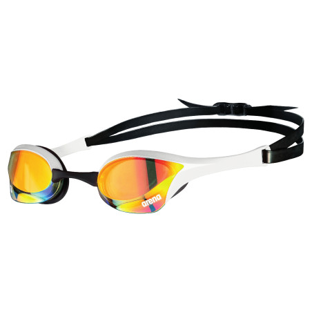 ARENA Cobra Ultra Swipe Mirror - Yellow Copper White - Lunettes Natation Jaune et Blanche - VP Arena Janvier 2026 | Les4Nages