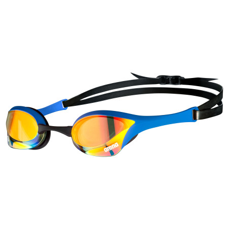 ARENA Cobra Ultra Swipe Mirror - Yellow Copper Blue - Lunettes Natation Bleu Verres Jaune - VP Arena Janvier 2026 | Les4Nages