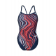  Arena Womens Swimsuit Challenge Back Marbled Navy Red Multi - Maillot Natation Femme 1 piece