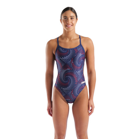 ARENA FIREFLOW Swimsuit Challenge Back Navy Team Red / White Blue - Maillot Natation Femme 1 piece - VP Arena Janvier 2026 | Les4Nages