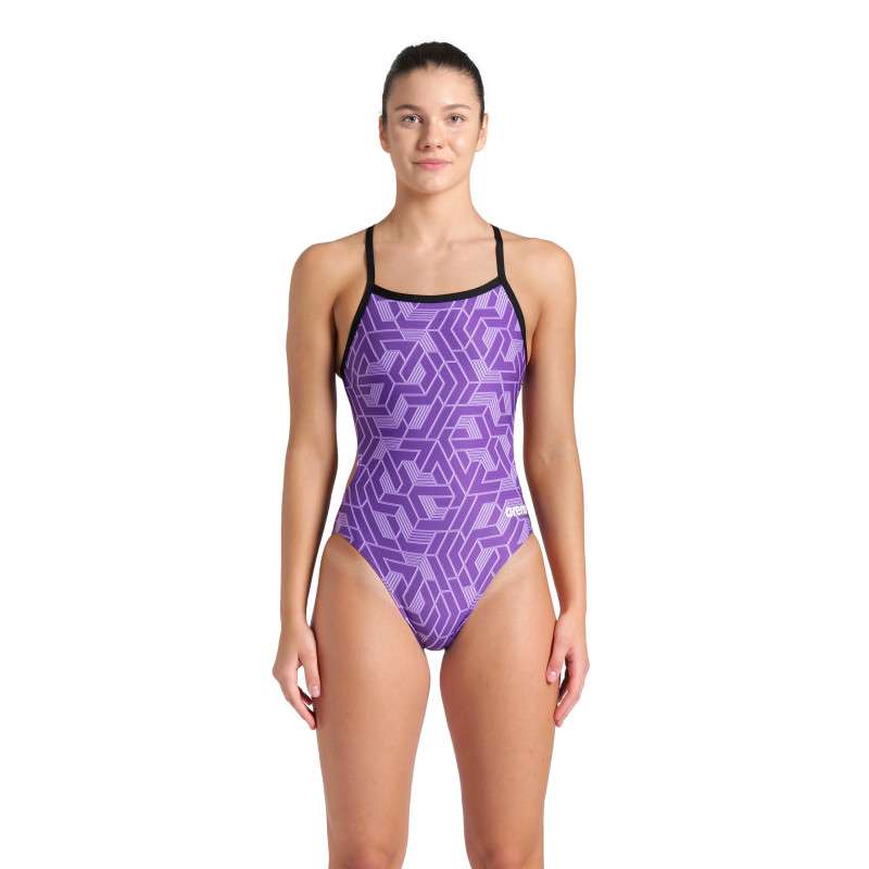 Arena ESCAPE Challenge Black Team Black Purple - Maillot de bain femme | Les4Nages