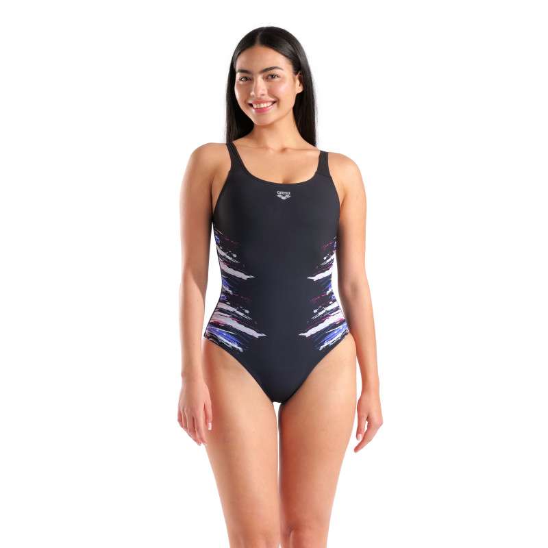 Arena BODYLIFT ANGELICA SWIMSUIT U BACK - BLACK-BLACK MULTI - Maillot Aquagym & Piscine Femme 1 pièce | Les4Nages