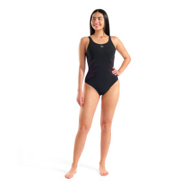 Arena BODYLIFT ISA SQUARED BACK - BLACK-FAIRY ROSE - Maillot Aquagym & Piscine Femme 1 pièce